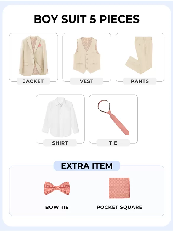 boys suits 5 pieces beige sale