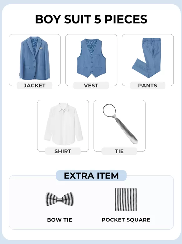 boys suits 5 pieces blue grey buy