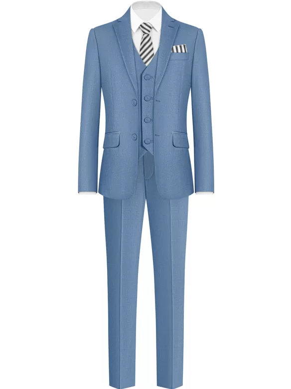 boys suits 5 pieces blue grey cost