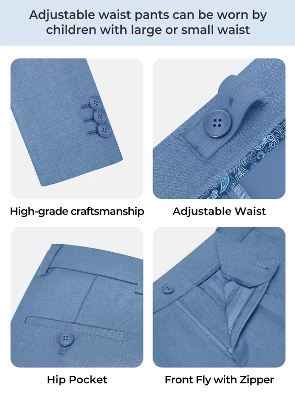 boys suits 5 pieces blue grey use