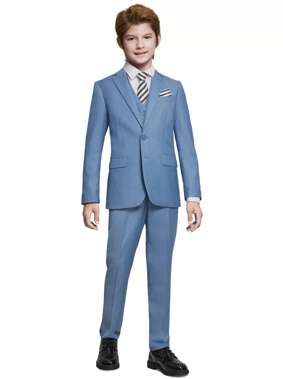 boys suits 5 pieces blue grey