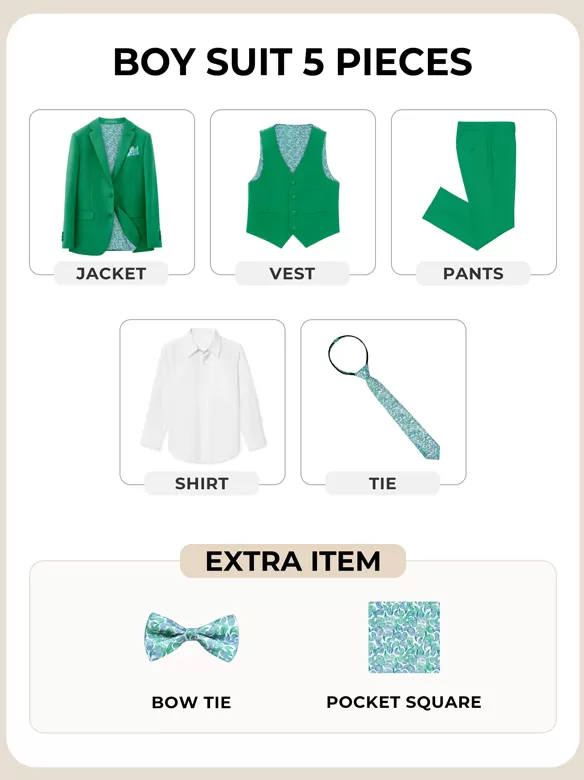 boys suits 5 pieces green sale