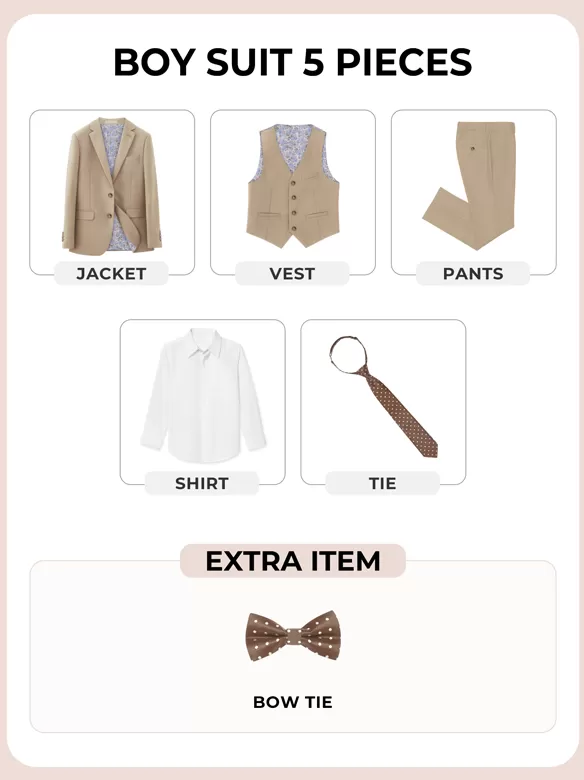 boys suits 5 pieces khaki sale