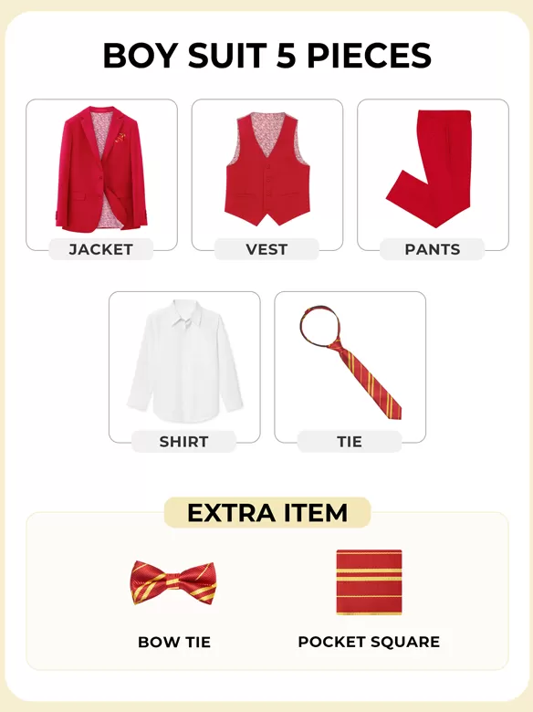 boys suits 5 pieces red sale