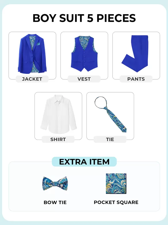 boys suits 5 pieces royalblue sale