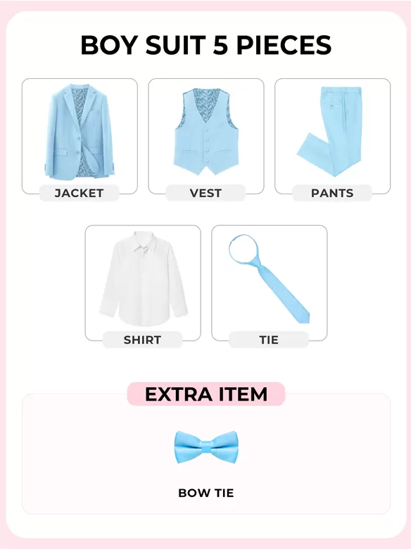 boys suits 5 pieces sky blue sale