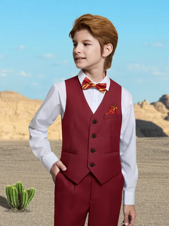 boys suits 5 pieces wine red cost