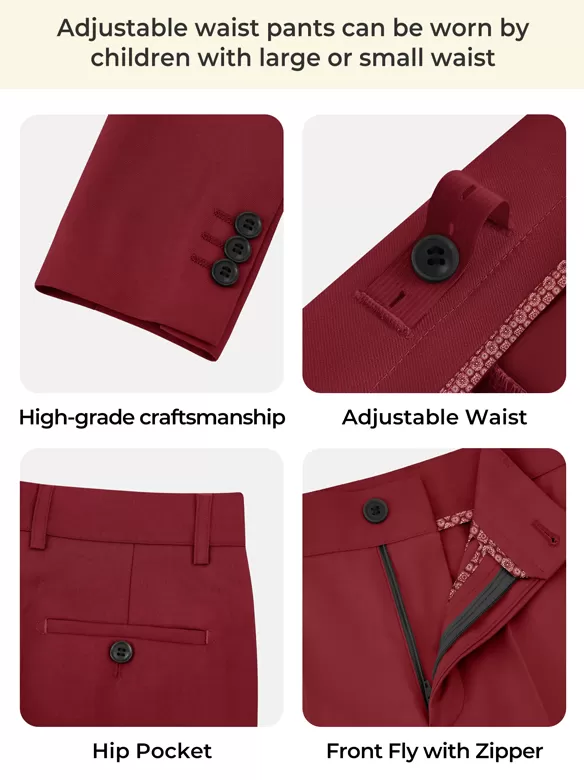 boys suits 5 pieces wine red uses