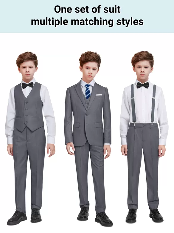 boys suits 7 pcs darkgray china