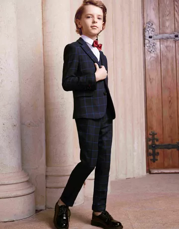 black checked suit