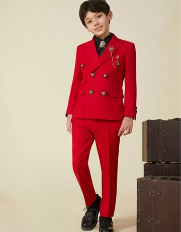 red double-breasted suit