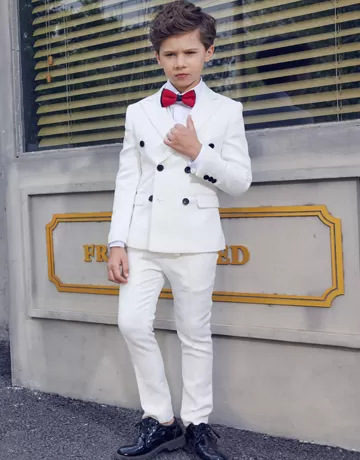 white double-breasted suit