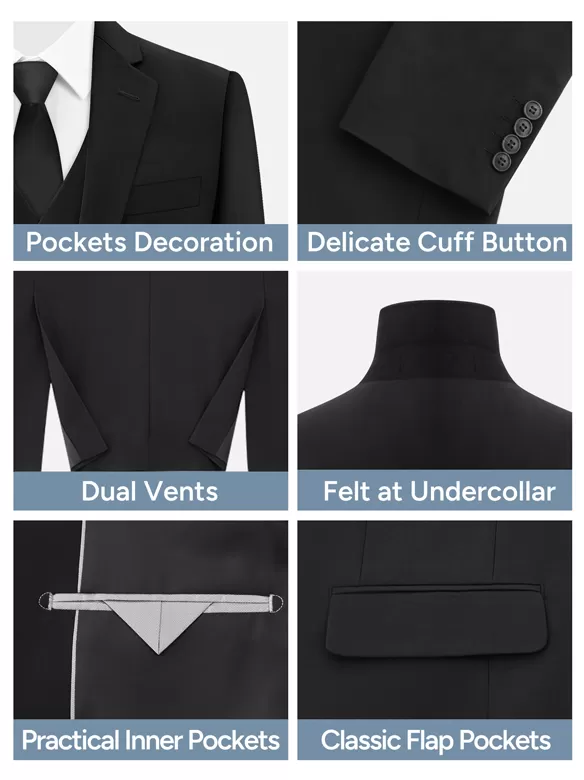 men suits 3 piece suit black china