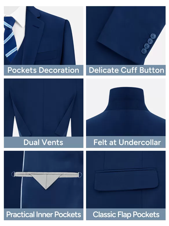 men suits 3 piece suit dark blue cost