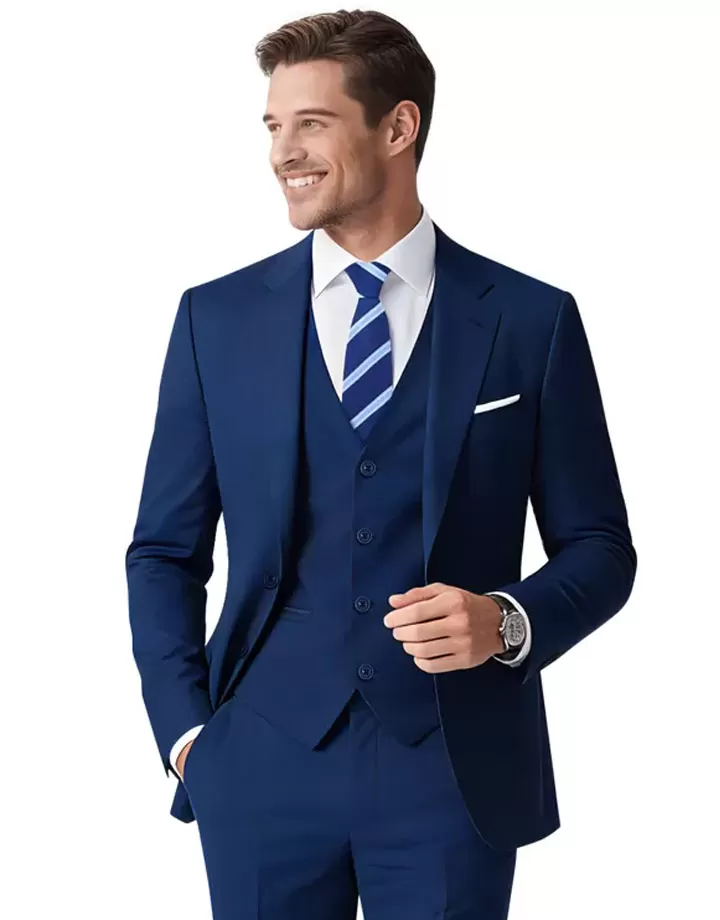 men suits 3 piece suit dark blue