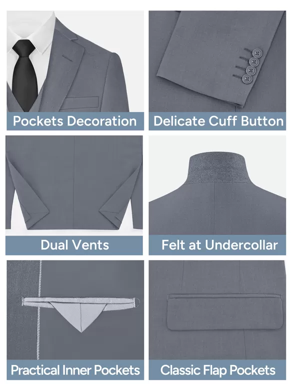 men suits 3 piece suit darkgray china