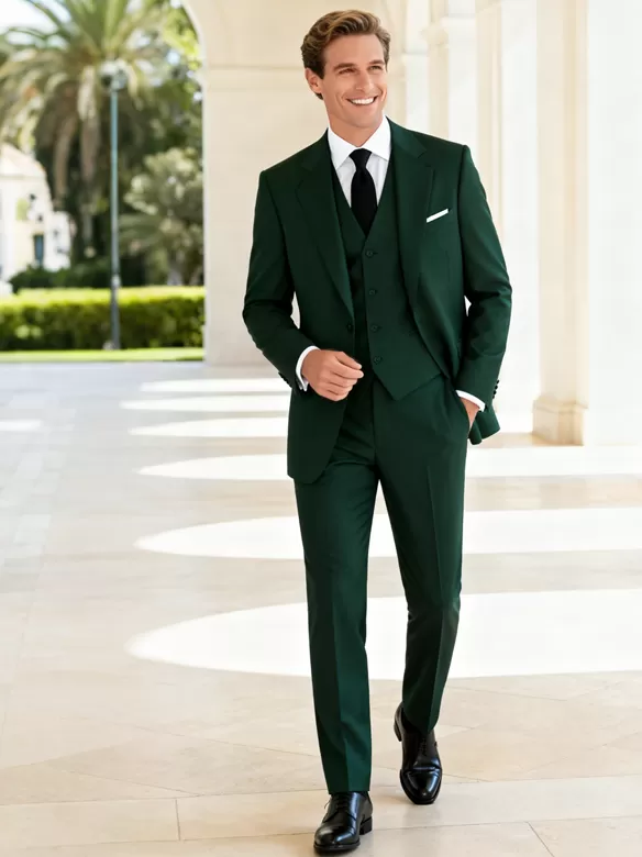 men suits 3 piece suit green