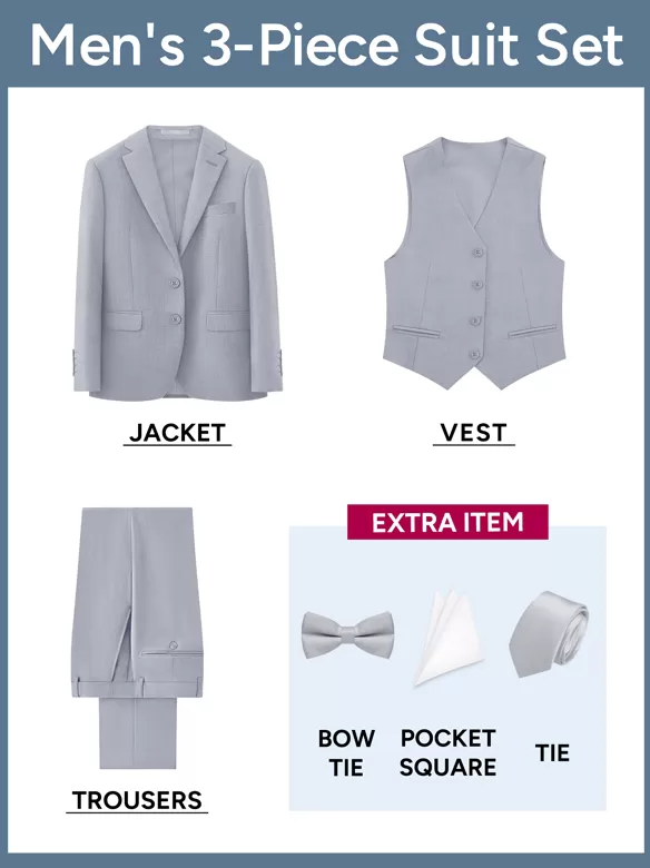 men suits 3 piece suit light gray cost