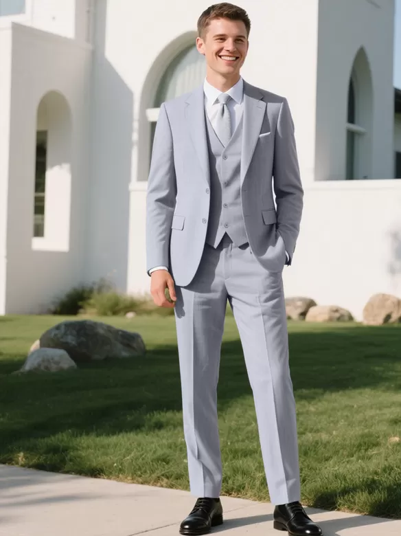 men suits 3 piece suit light gray
