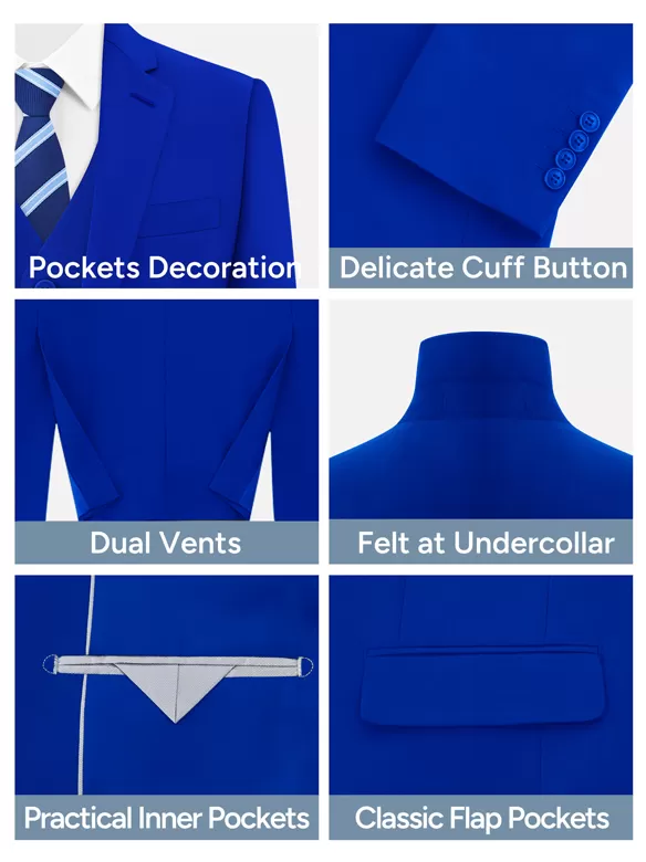 men suits 3 piece suit royalblue china
