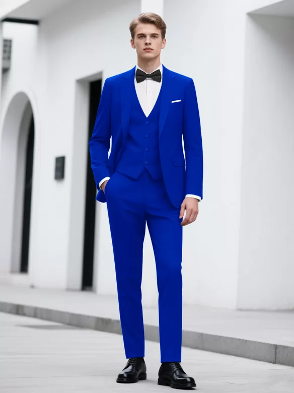 men suits 3 piece suit royalblue