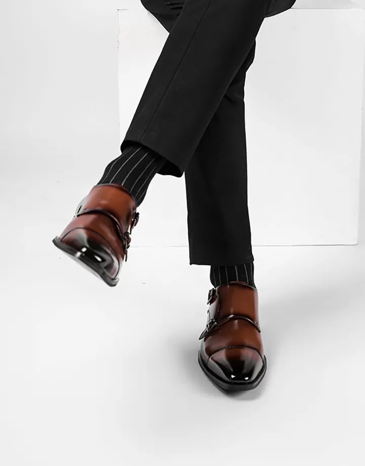 Monk Strap Derby Shoes Brown