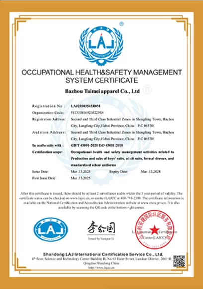 OCCUPATIONAL HEALTH&SAFETY MANAGEMENT SYSTEM CERTIFICATE