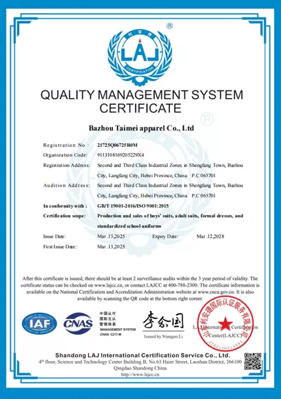 QUALITY MANAGEMENT SYSTEM CERTIFICATE