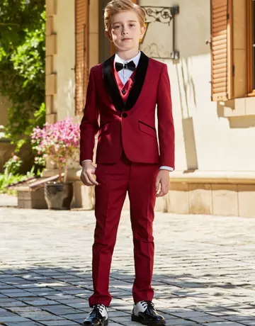 red shawl lapel tuxedo